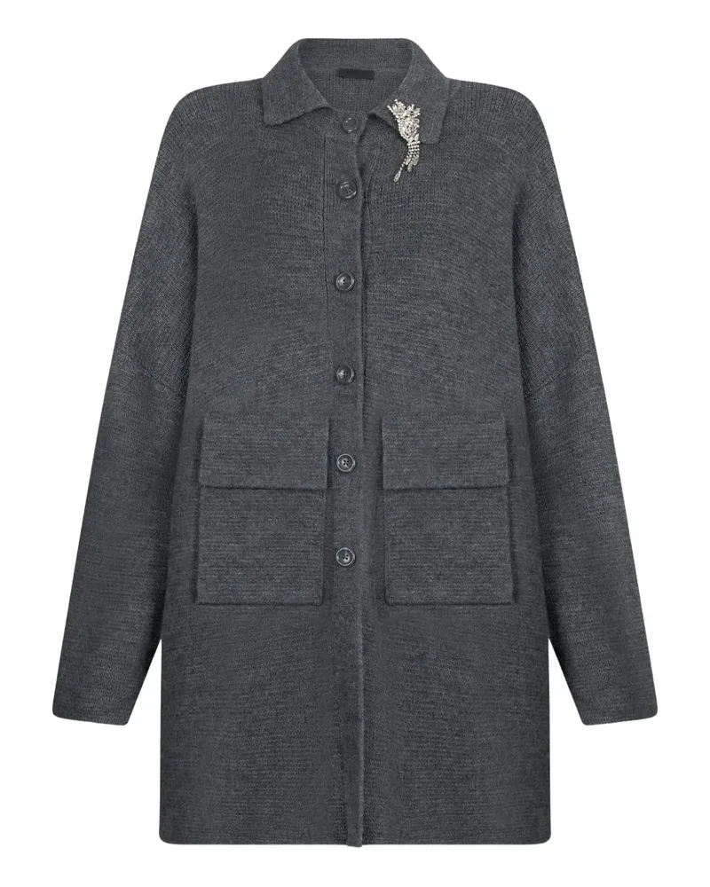 Liu Jo rhinestone-embellished knit coat - Grau Grau