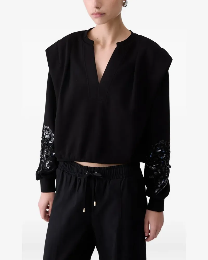 Liu Jo T-Shirt mit Schmuckstickerei - Schwarz Schwarz