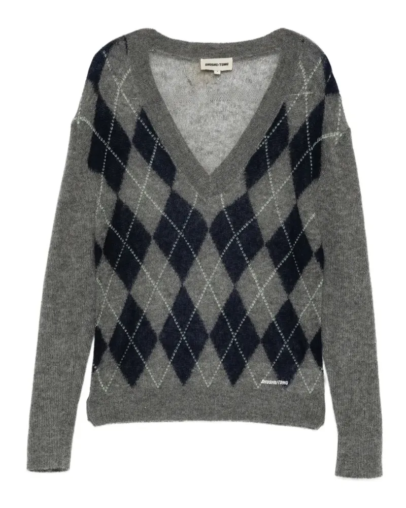 SHUSHU/TONG Gesteppter Pullover mit V-Ausschnitt - Grau Grau