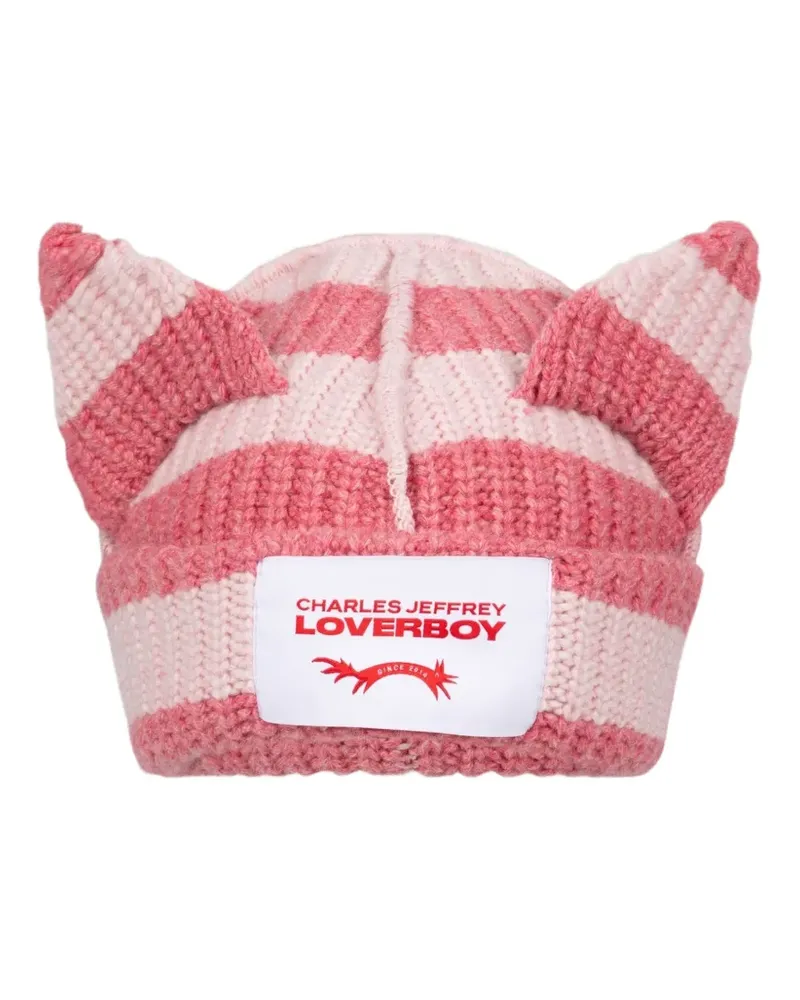 Charles Jeffrey Loverboy Gestreifte Chunky Ears Beanie - Rosa Rosa