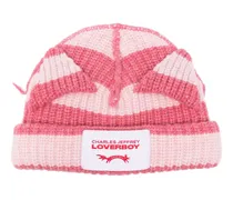 Gestreifte Chunky Ears Beanie - Rosa