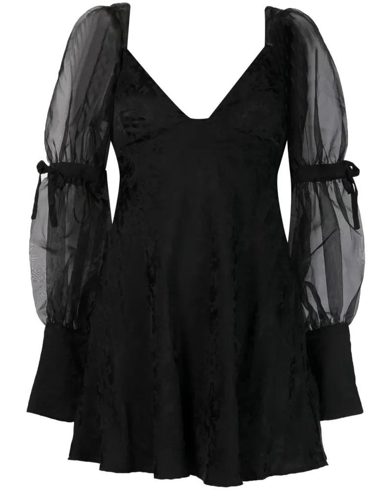 For Love and Lemons Minikleid mit Sheer-Ärmeln - Schwarz Schwarz