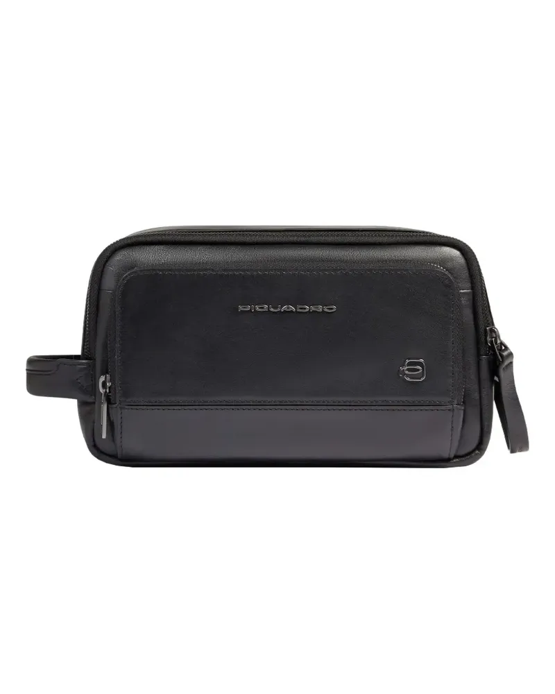 Piquadro logo-plaque wash bag - Schwarz Schwarz