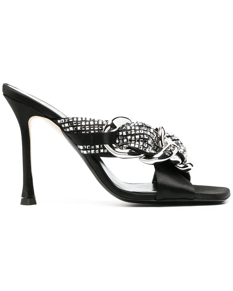 N° 21 Kristallverzierte Sandalen mit Zehensteg - Schwarz Schwarz