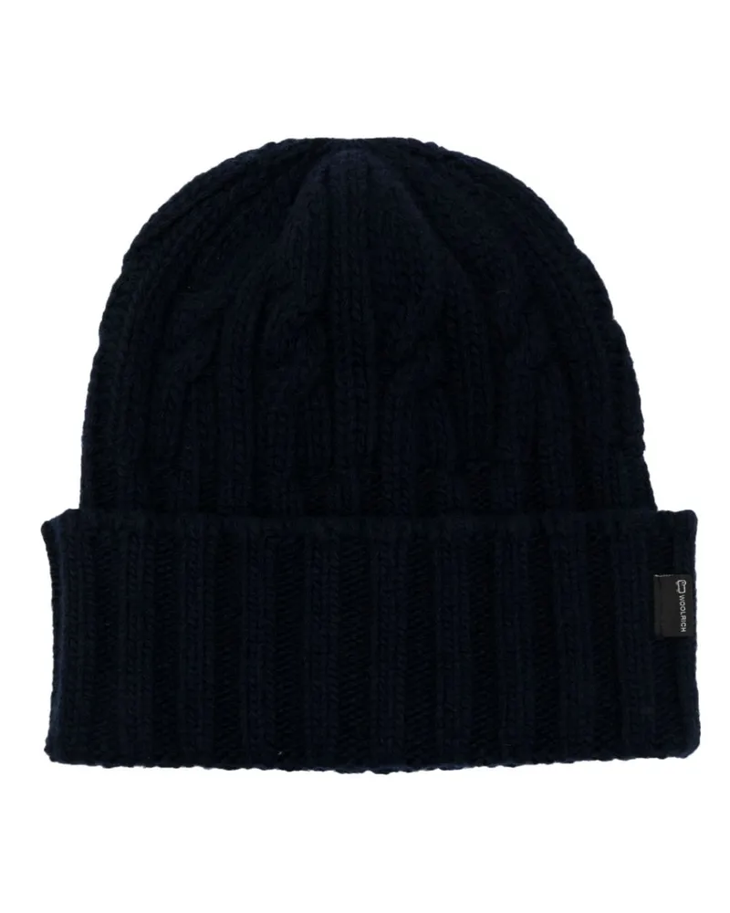 Woolrich Mütze mit Zopfmuster - Blau Blau
