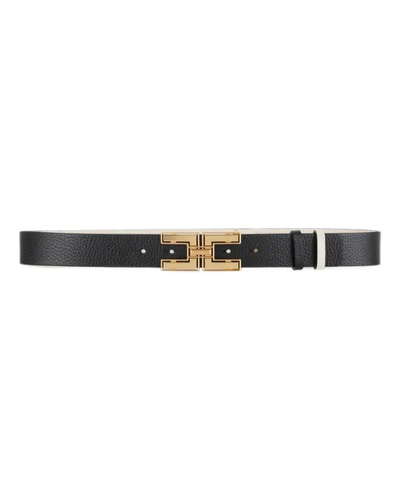 Elisabetta Franchi double face leather belt with logo - Schwarz Schwarz