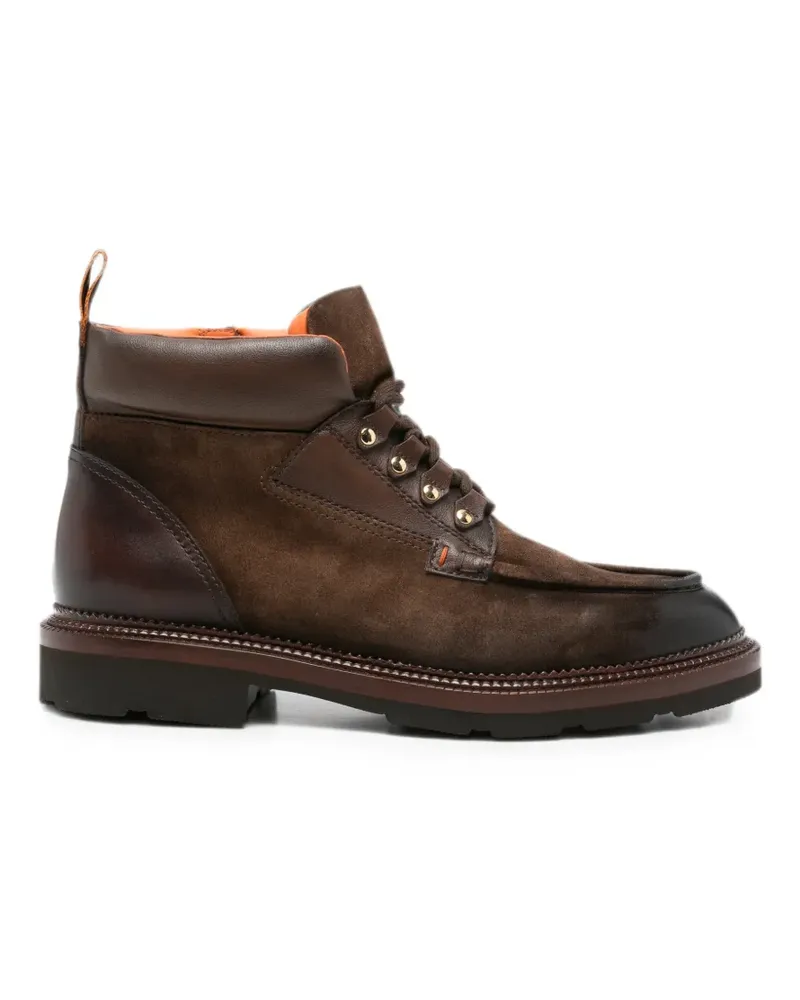 Santoni lace-up panelled boots - Braun Braun
