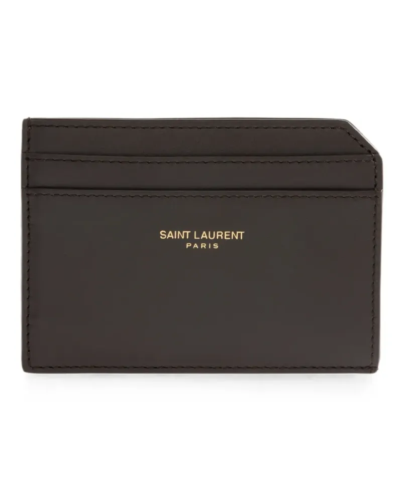 Saint Laurent Offenes Kartenetui aus zweifarbigem Glattleder - Braun Braun