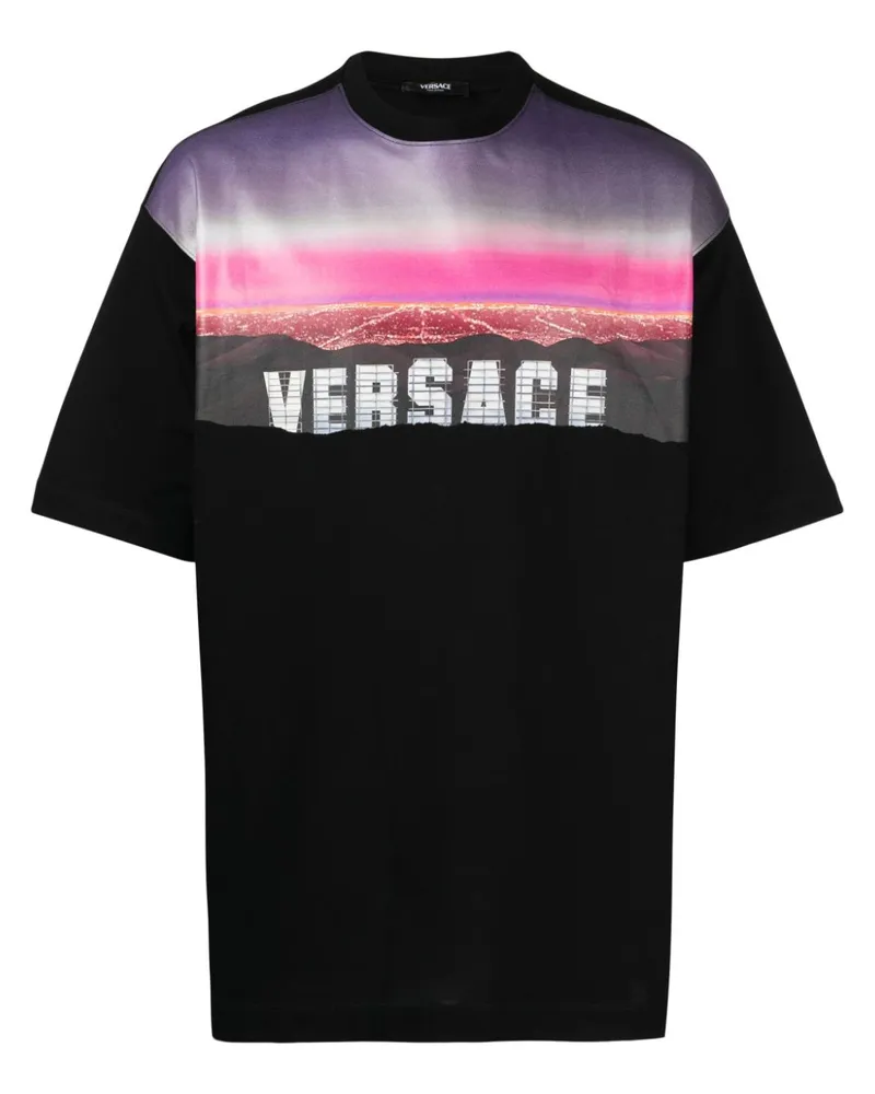 Versace T-Shirt mit  Hills-Print Schwarz