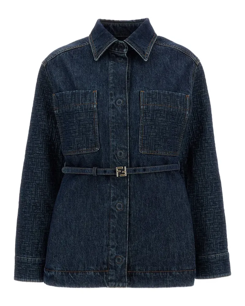 Fendi logo-patch jacket - Blau Blau