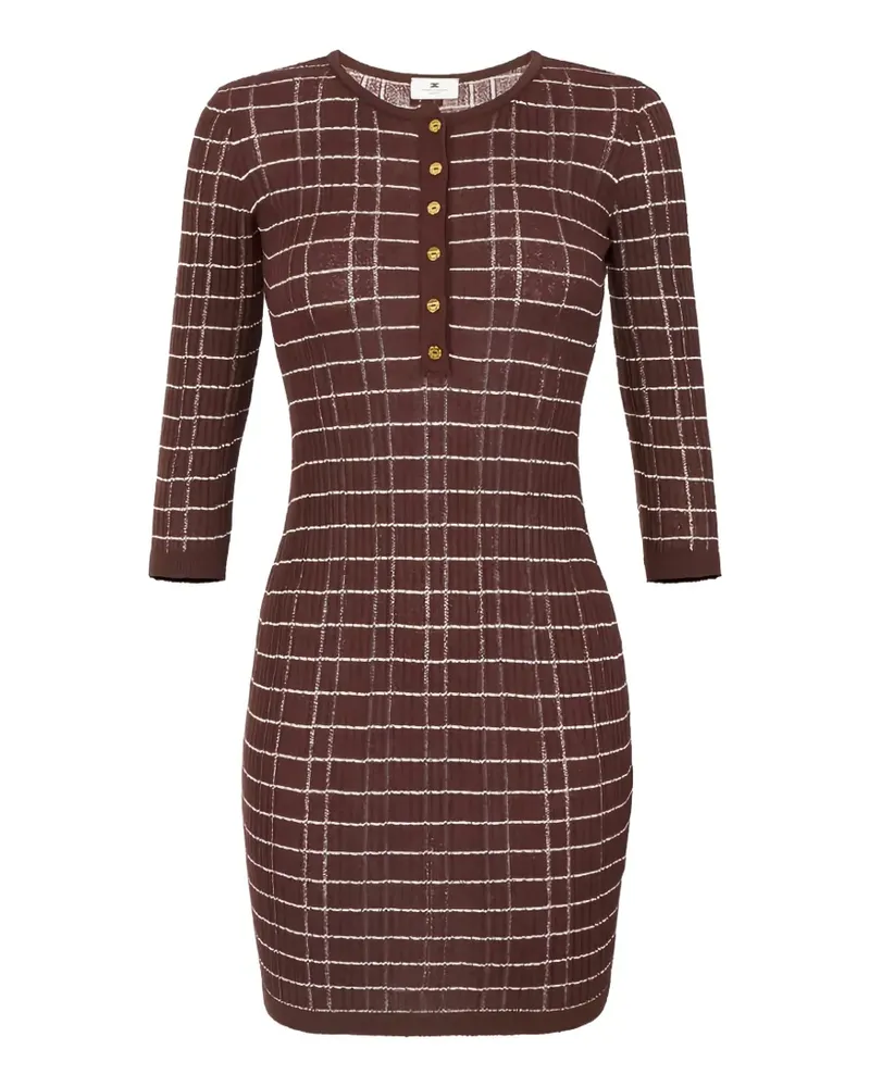 Elisabetta Franchi striped button mini dress - Braun Braun