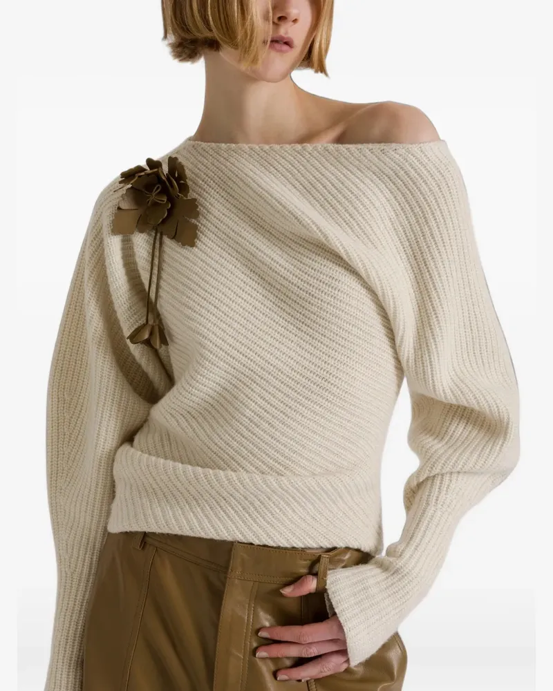 Alberta Ferretti Brosche aus Leder mit Blumenmotiv - Grün Grün