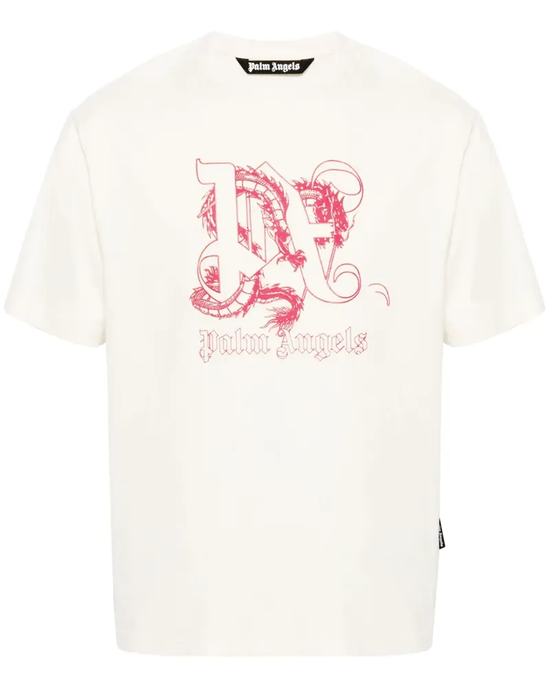 Palm Angels T-Shirt mit Drachen-Monogramm - Nude Nude