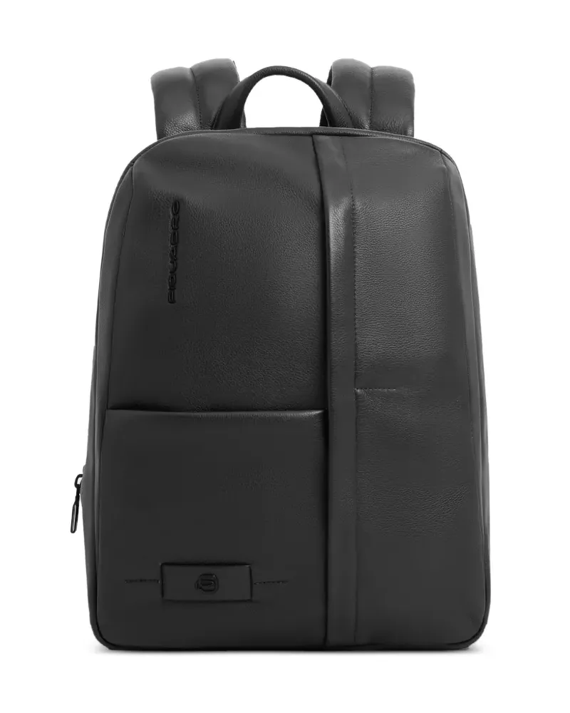 Piquadro Erweiterbarer Laptop-Rucksack - Schwarz Schwarz