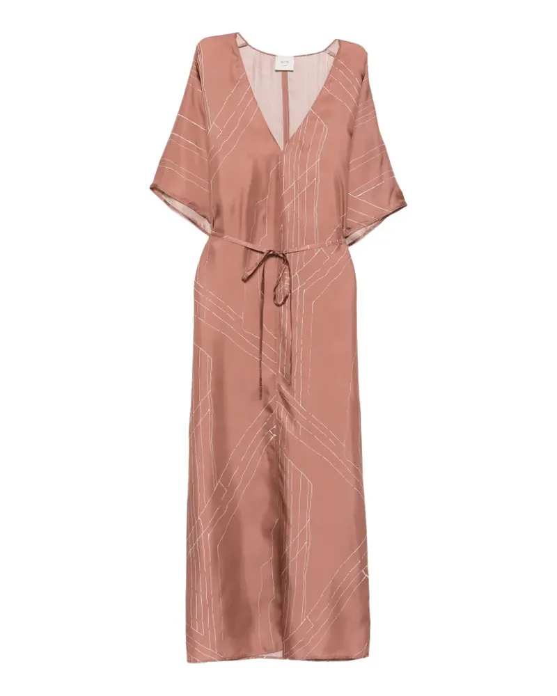 ALYSI abstract-print tie-waist midi dress - Rosa Rosa