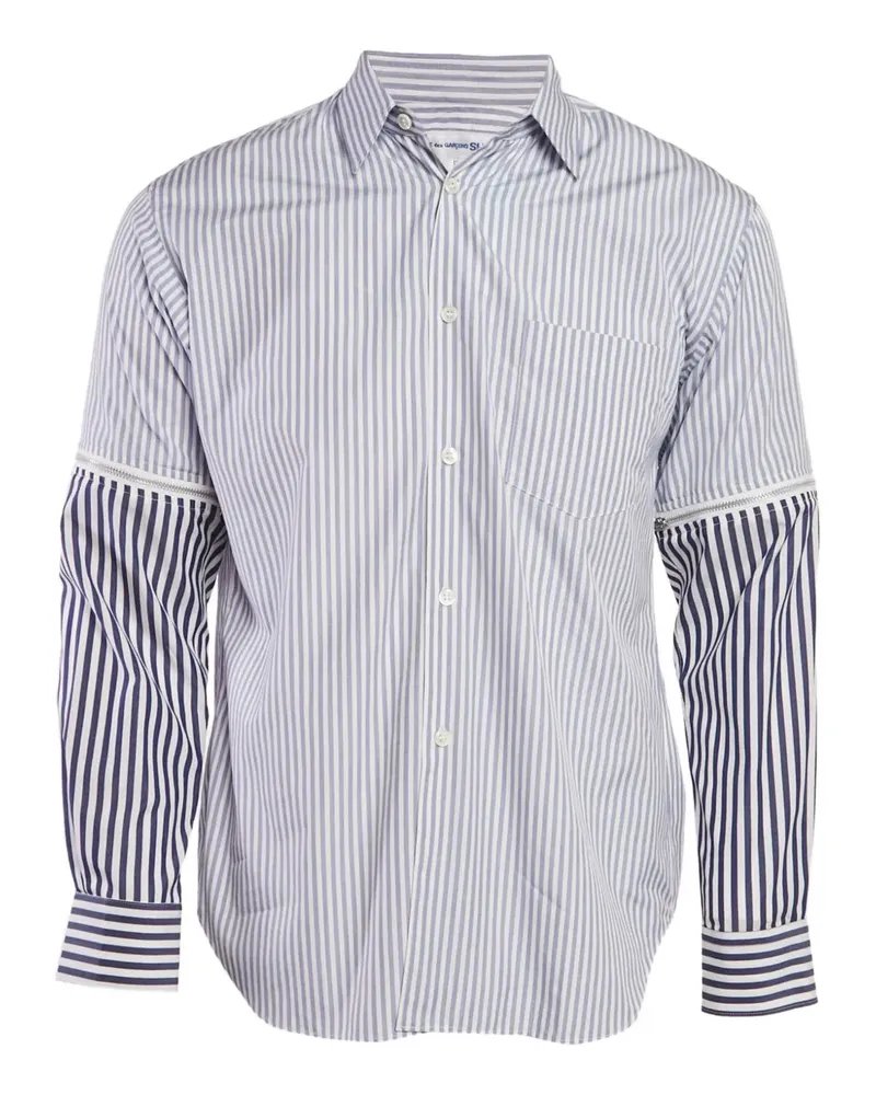 Comme des Garçons Gestreiftes Hemd mit abnehmbaren Ärmel - Blau Blau