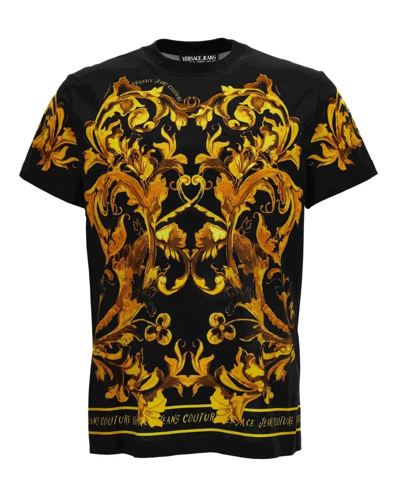 Versace Jeans T-Shirt mit Barock-Print - Schwarz Schwarz