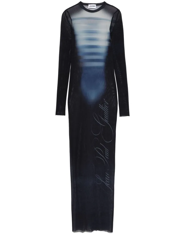 Jean Paul Gaultier Maxikleid in Netzoptik - Blau Blau