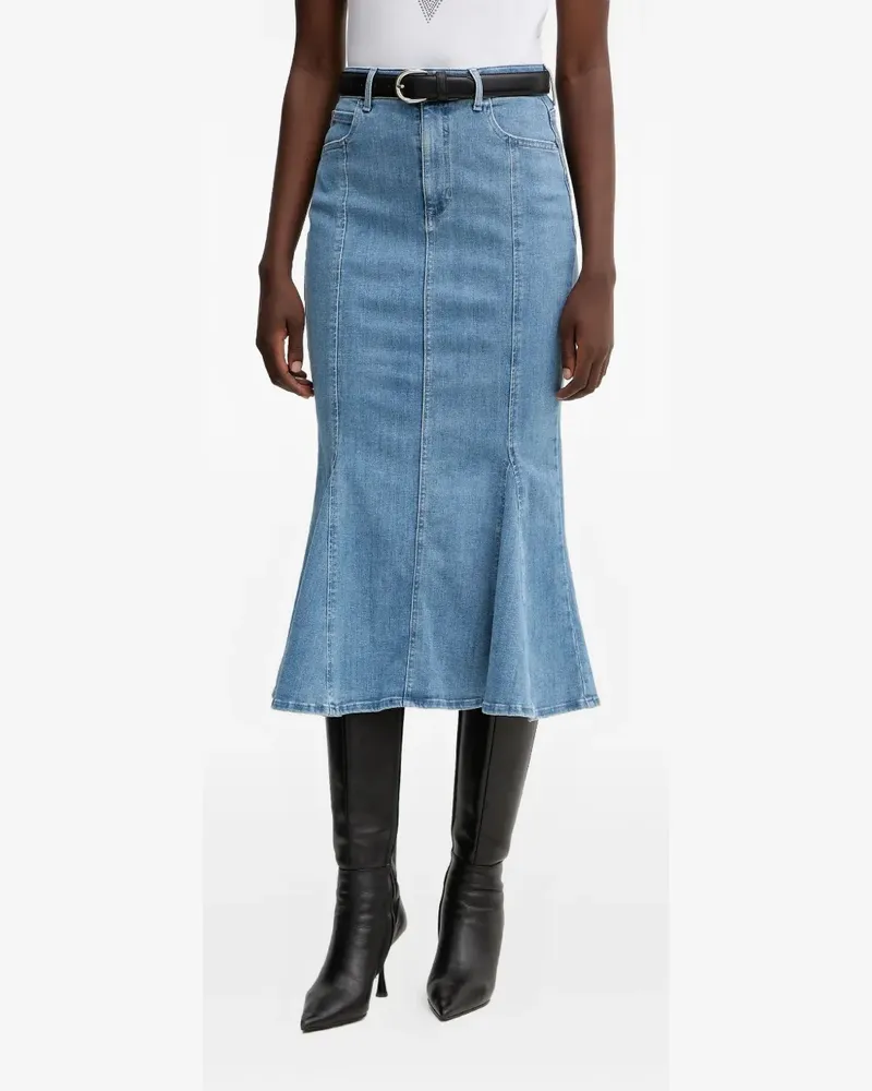 Guess panelled flared-hem midi skirt - Blau Blau