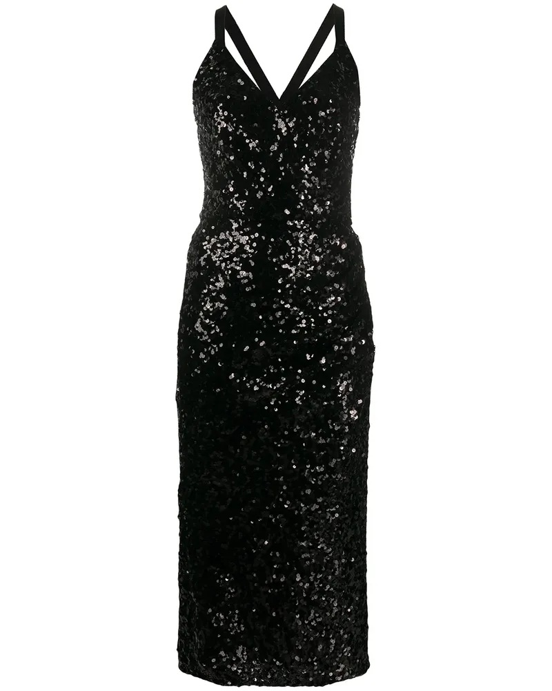 Dolce & Gabbana Midikleid mit Pailletten - Schwarz Schwarz