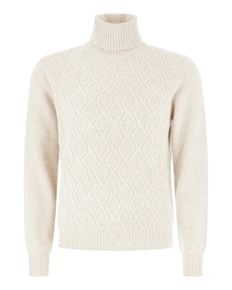 PANICALE Cashmere Rollkragenpullover mit Rautenstrick - Nude Nude