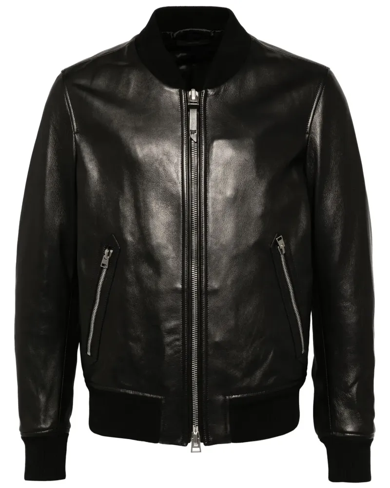 Tom Ford Bomberjacke aus Leder - Schwarz Schwarz