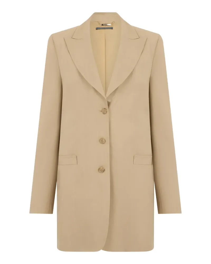 Alberta Ferretti single-breasted long-line blazer - Nude Nude