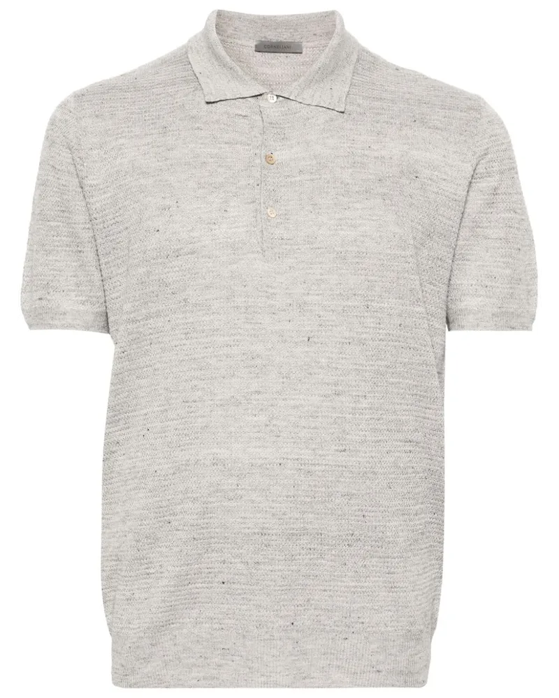 Corneliani Meliertes Strick-Poloshirt - Grau Grau