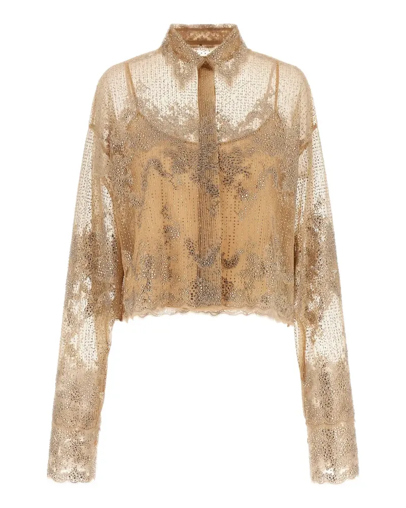 Ermanno Scervino crystal-embellished embroidered shirt - Nude Nude