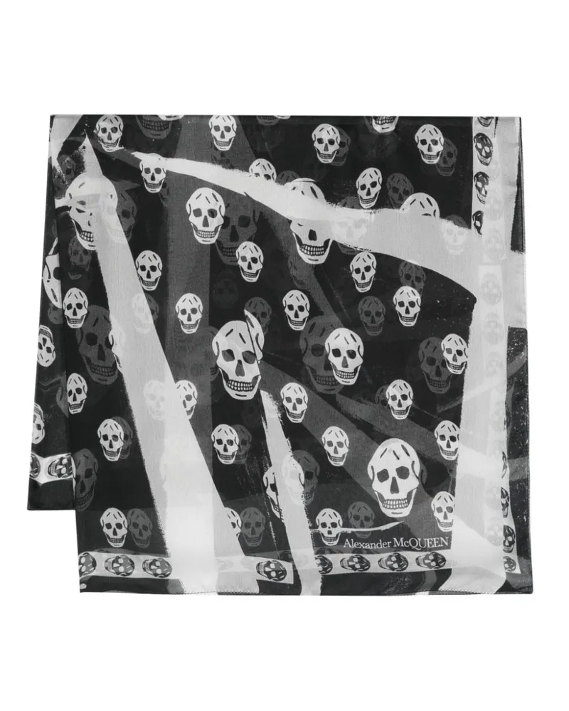 Alexander McQueen Seidenschal mit Totenkopf-Print - Schwarz Schwarz