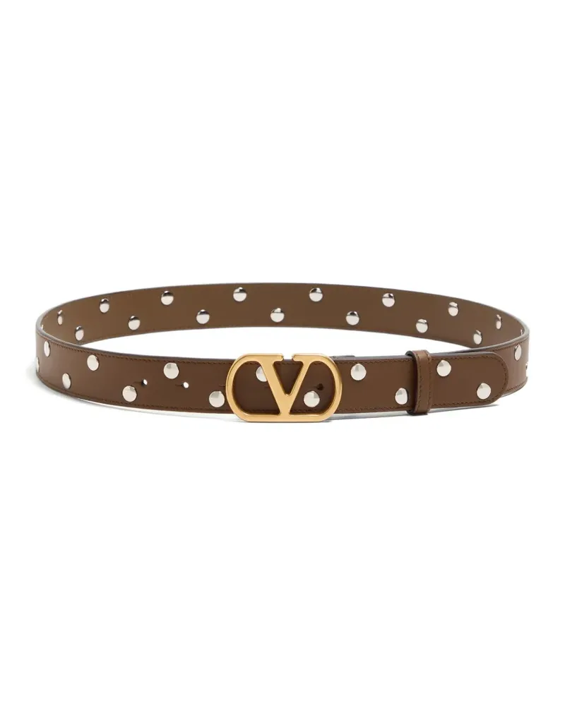 Valentino Garavani VLogo-signature metal-rivets belt - Braun Braun