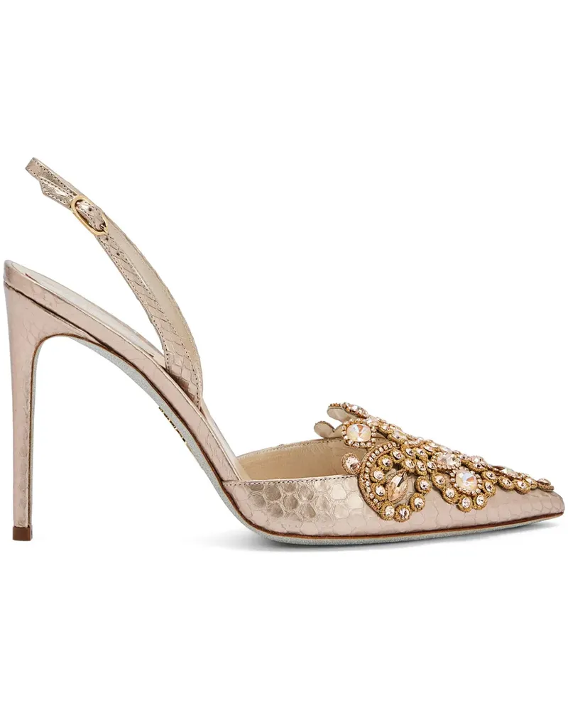 René Caovilla Pumps mit Kristallen 105mm - Nude Nude
