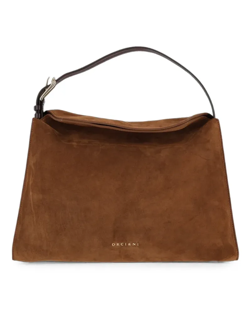 Orciani Midi Trinity Peach Oro suede tote bag - Braun Braun