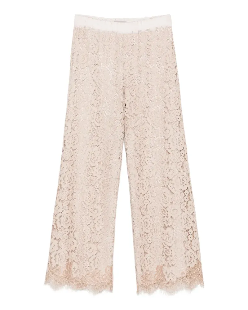 D.EXTERIOR Ricamo lace-overlay palazzo pants - Nude Nude