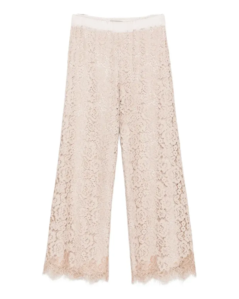 D.EXTERIOR Ricamo lace-overlay palazzo pants - Nude Nude