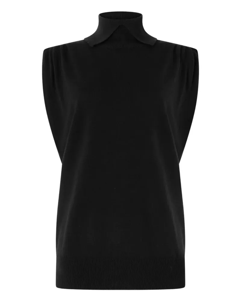 Genny Stricktop mit Stehkragen - Schwarz Schwarz