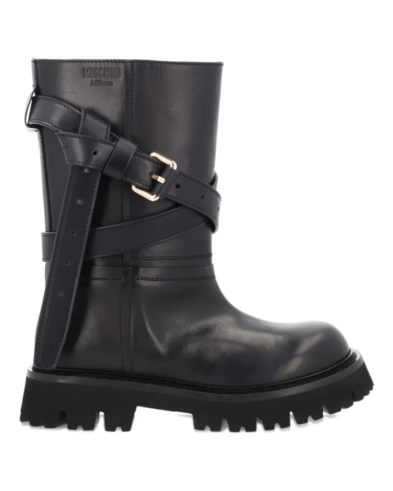 Moschino Stiefel mit Schnalle - Schwarz Schwarz