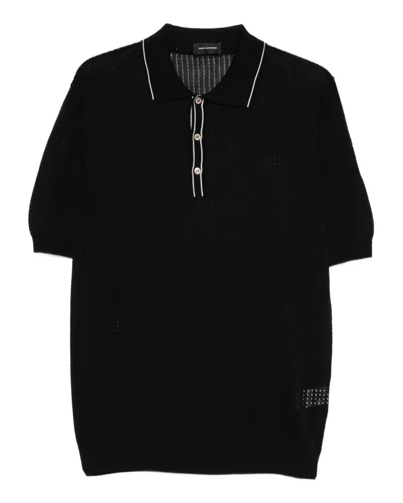 Tagliatore textured polo shirt - Schwarz Schwarz