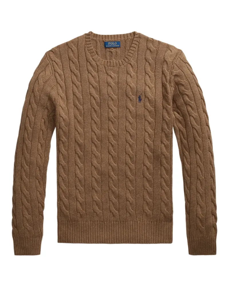 Ralph Lauren cable-knit logo-embroidered sweater - Braun Braun