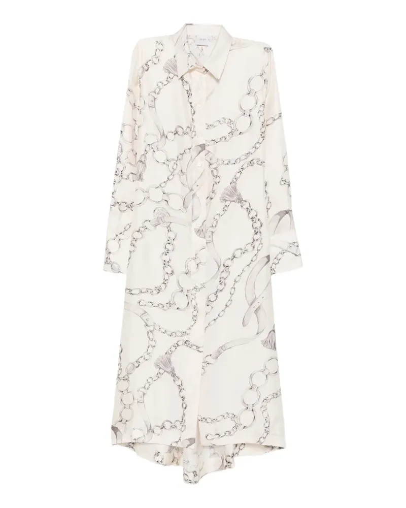 Caliban Hemdkleid mit Ketten-Print - Nude Nude