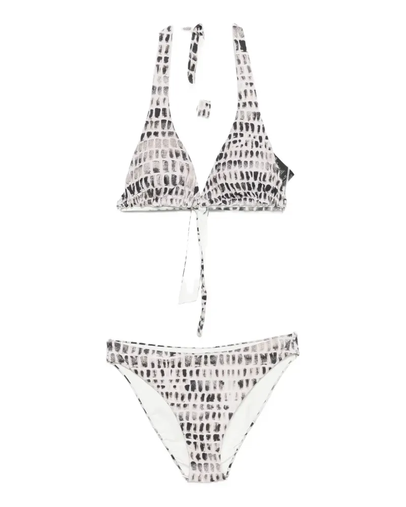 FISICO-Cristina Ferrari patterned halterneck bikini - Nude Nude