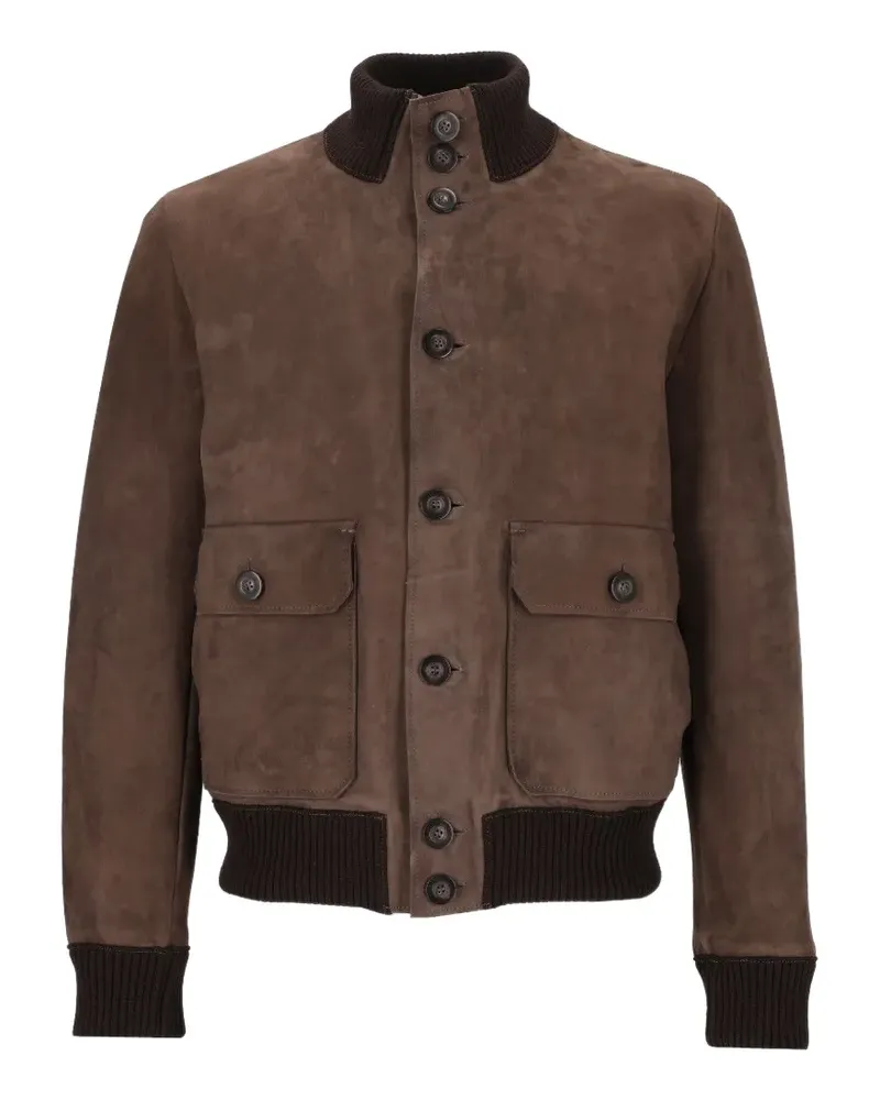 Al Duca D’Aosta 1902 suede leather jacket - Braun Braun