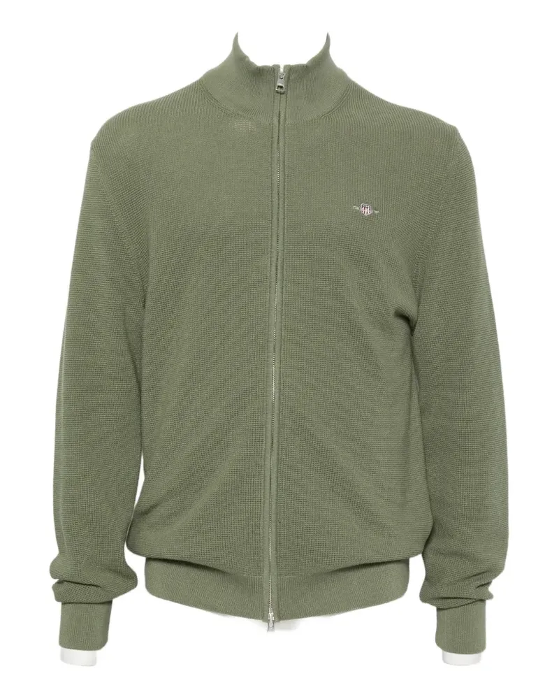 Gant zip-up waffle-knit cardigan - Grün Grün