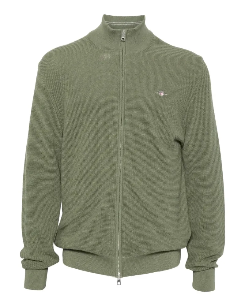 Gant zip-up waffle-knit cardigan - Grün Grün