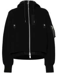 Sacai Kapuzen-Bomberjacke im Layering-Look Schwarz