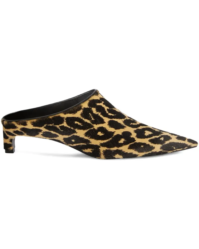 Jil Sander Pantoletten mit Leoparden-Print - Braun Braun