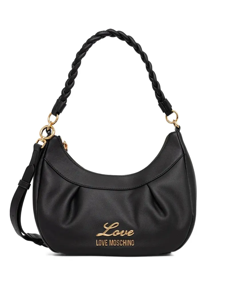 Moschino Tote Bag mit Flechtriemen - Schwarz Schwarz