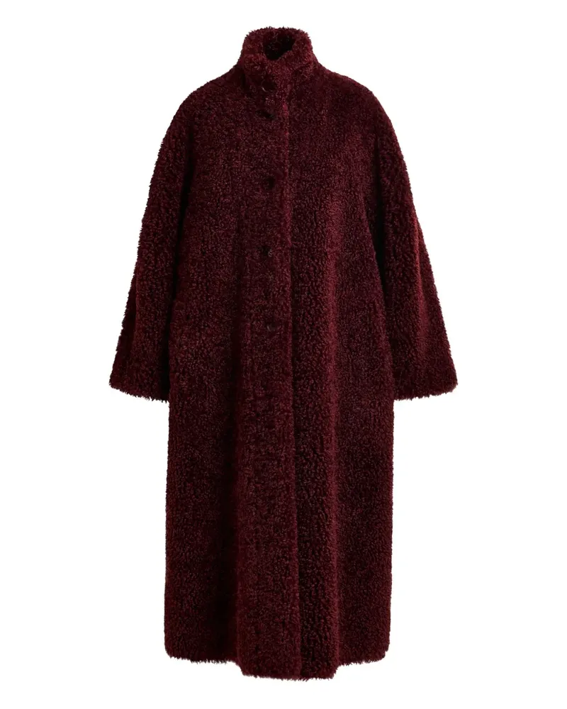 Essentiel Ispot Mantel aus Faux Shearling mit Stehkragen - Rot Rot