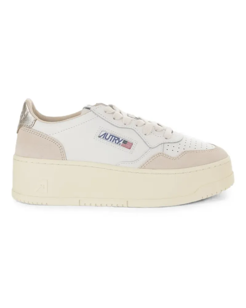 AUTRY Medalist platform sneakers in white and platinum suede and leather - Weiß Weiß