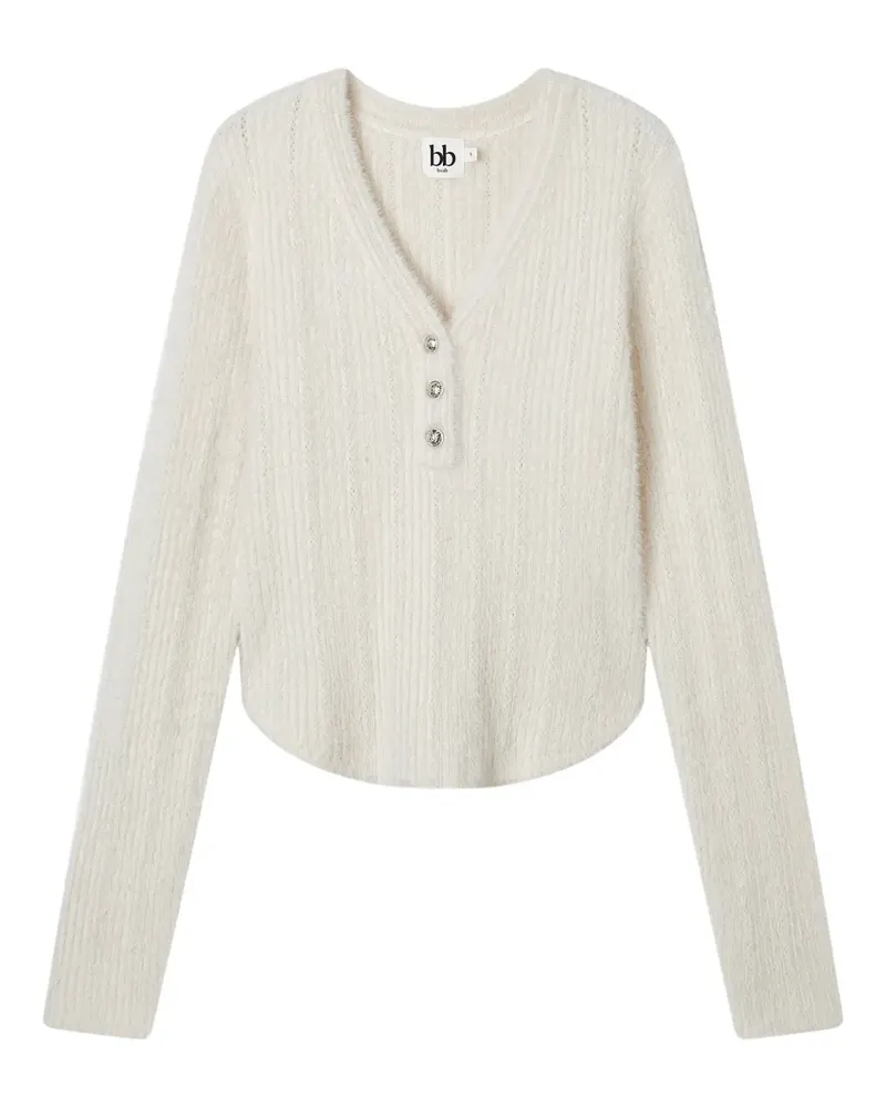 b+ab Geripptes Top mit Knöpfen - Nude Nude